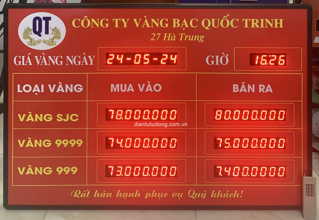 Bảng giá vàng tại Hưng Yên